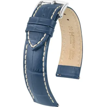 Řemínek na hodinky Řemínek Hirsch Modena - modrý - 22 mm - L – Standardní délka (doporučujeme) - 20 mm - Stříbrná + 5 let záruka a dárek ZDARMA