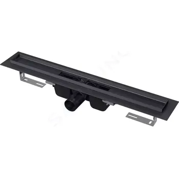 Odvodňovací žlab Alcadrain Sprchový žlab 95 cm, s okrajem pro perforovaný rošt, černá mat, APZ1BLACK-950