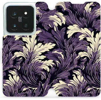 Pouzdro na mobilní telefon Flipové pouzdro Mobiwear - Xiaomi 14 Pro - VA46S Fialové rostliny (Knížkové flip pouzdro, obal, kryt na mobil Xiaomi 14 Pro - VA46S Fialové rostliny, materiál Umělá kůže + TPU - ochrana 360°, stojánek, silikonová vanička, magnetické zavírání)