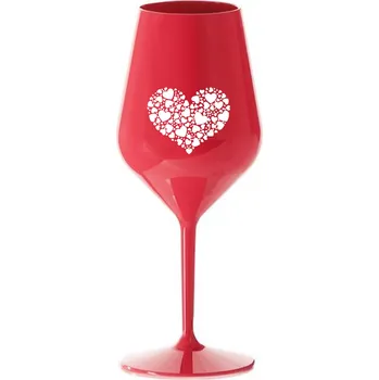 Sklenice SRDCE - červená nerozbitná sklenice na víno 470 ml