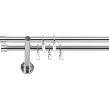 Garnýž Dvouřadá moderní garnýž Luna 19 mm ocelový efekt 400 cm
