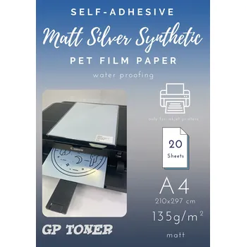 Fotopapír Samolepicí matný stříbrný fotopapír 20 ks A4