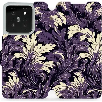 Pouzdro na mobilní telefon Flipové pouzdro Mobiwear - Xiaomi 14 - VA46S Fialové rostliny (Knížkové flip pouzdro, obal, kryt na mobil Xiaomi 14 - VA46S Fialové rostliny, materiál Umělá kůže + TPU - ochrana 360°, stojánek, silikonová vanička, magnetické zavírání)