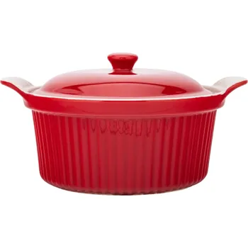 Hrnec Altom Design Keramické zapékací nádobí s víkem, červená, 2,2 l, Red Chilli