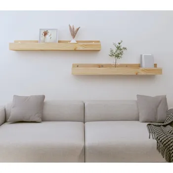 police vidaXL Nástěnné police 2 ks 80 x 12 x 9 cm masivní borové dřevo [823592] Barva: Přírodní