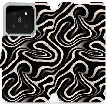 Pouzdro na mobilní telefon Flipové pouzdro Mobiwear - Xiaomi 14 - VA63S Vlnky a linky (Knížkové flip pouzdro, obal, kryt na mobil Xiaomi 14 - VA63S Vlnky a linky, materiál Umělá kůže + TPU - ochrana 360°, stojánek, silikonová vanička, magnetické zavírání)