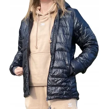Dámská bunda Péřová bunda adidas černá, velikost 42, s kapucí, přírodní výplň