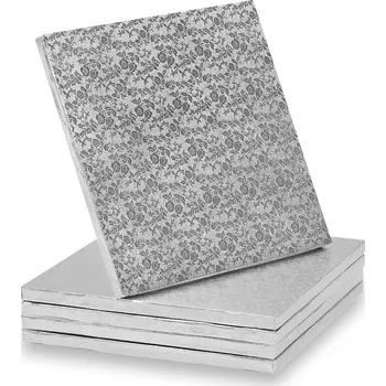Modecor Dortová podložka stříbrná, čtverec 35 x 35 cm, výška 12 mm