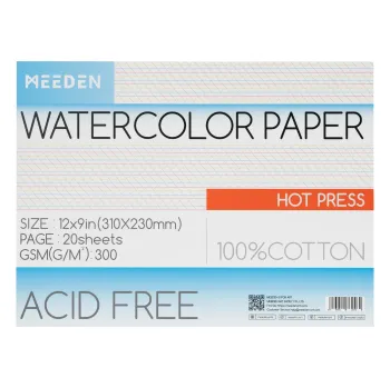 Blok Akvarelový blok Meeden 100% bavlna 23x31cm Hot Pressed (Akvarelový blok Meeden 100% bavlna 23x31cm Hot Pressed)
