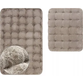 Koupelnová předložka Protiskluzová koupelnová předložka Aruba 3D měkká chlupatá Taupe Béžová 2 ks