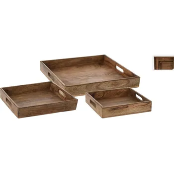 Sada servírovacích podnosů Mango čtverec, 3 ks, přírodní