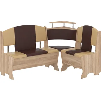 Max-i Rohová jídelní lavice ESPEN Zvolte barvu:: dub sonoma, Materiál: koženka - hnědá + káva