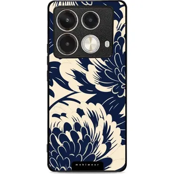 Pouzdro na mobilní telefon Lesklý kryt Mobiwear Glossy - Infinix Note 40 Pro - GA40G Modré a béžové květy (Prémiové lesklé pouzdro, obal, kryt Mobiwear Glossy na mobil Infinix Note 40 Pro - GA40G Modré a béžové květy, materiál Plast + TPU silikon - krytí po všech stranách,)