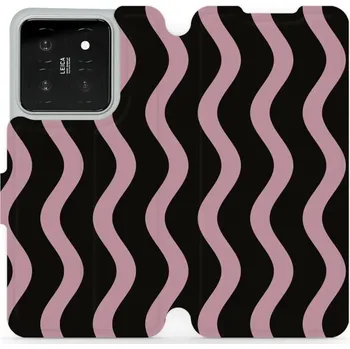 Pouzdro na mobilní telefon Flipové pouzdro Mobiwear - Xiaomi 14 - VA54S Fialové vlnky (Knížkové flip pouzdro, obal, kryt na mobil Xiaomi 14 - VA54S Fialové vlnky, materiál Umělá kůže + TPU - ochrana 360°, stojánek, silikonová vanička, magnetické zavírání)