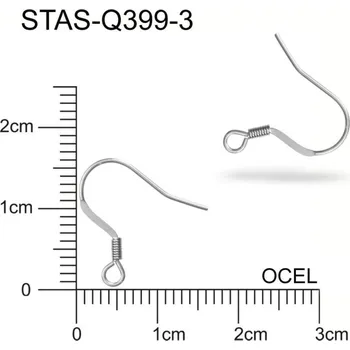 Materiál na výrobu šperku Afroháček s pružinkou a ploškou CHIRURGICKÁ OCEL ozn.-STAS-Q399 3