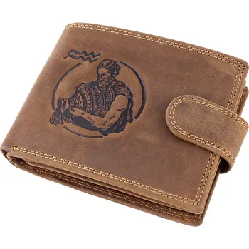 Peněženka Znamení zvěrokruhu Vodnář (Kožená peněženka se zvířatníkem Vodnáře)