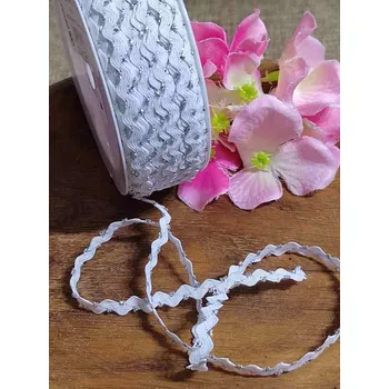 Krajka Hadovka - vlnovka s lurexem šíře 4 mm bílá stříbrná