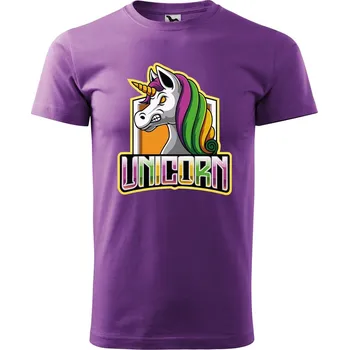 Pánské oblečení DOBRÝ TRIKO Pánské tričko s potiskem Naštvaný jednorožec Velikost: XL, Barva: Fialová