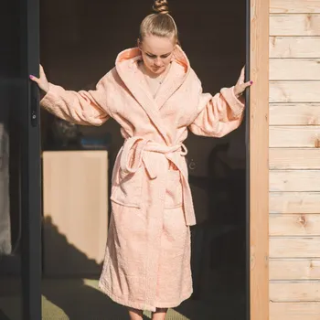 Dámský župan Wooline Froté župan do sauny, broskvová Velikost: XL