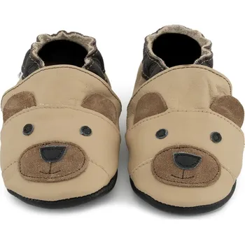 Capáčky EBOOBA Kožené capáčky s koženou podrážkou méďa 7-8 let Hnědá 32