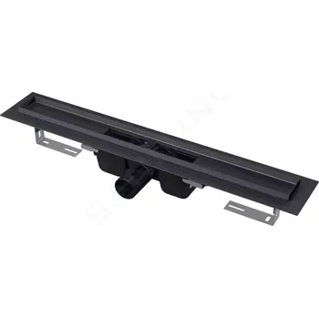 Alcadrain Sprchový žlab 115 cm, s okrajem pro perforovaný rošt, černá mat, APZ1BLACK-1150