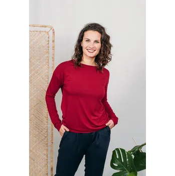 Dámská halenka Balonové tričko Zina s dl. rukávem tmavě červená Velikost: XS/S