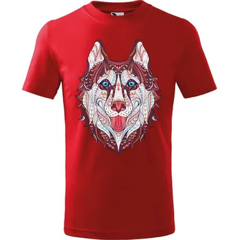 Dětská móda DOBRÝ TRIKO Dětské tričko Hlava vlka Velikost: 158/12 let, Barva: Červená