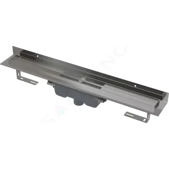 Alcadrain Sprchový žlab Wall 85 cm, s pevným límcem ke stěně, svislý odtok, nerez, APZ1016-850