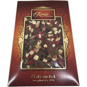 Čokoláda Mléčná čokoláda s mandlemi ostružinami a malinami 70g Kamila Chocolates