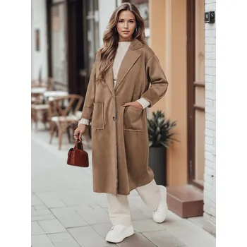 Dlouhý hnědý oversize kabát NY0694 Velikost: ONE SIZE