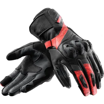 Moto rukavice REBELHORN KOŽENO-TEXTILNÍ RUKAVICE KOŽENÉ VIPER BLACK/GREY/FLUO RED - XL