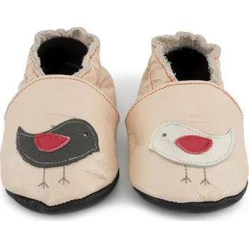 Capáčky EBOOBA Kožené capáčky s koženou podrážkou ptáčci 3-4 roky Béžová 26