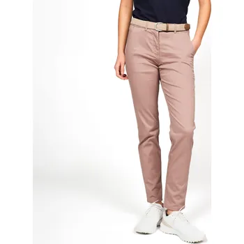 Dámské kalhoty INESIS Dámské golfové chino kalhoty MW500 2XS KAŠTANOVÁ|RŮŽOVÁ