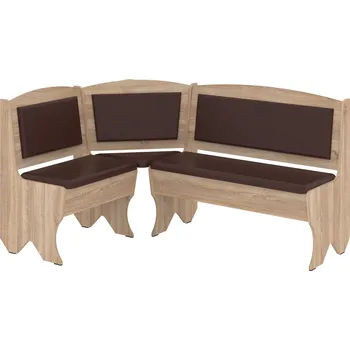 Max-i Rohová jídelní lavice HANNES Zvolte barvu:: dub sonoma, Materiál: koženka - hnědá