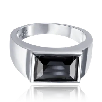 Prsten MINET Pánský pečetní stříbrný prsten s černým kamenem vel. 65 Velikost prstenu: 65