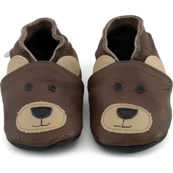 Capáčky EBOOBA Kožené capáčky s koženou podrážkou medvídek 6-7 let Hnědá 31