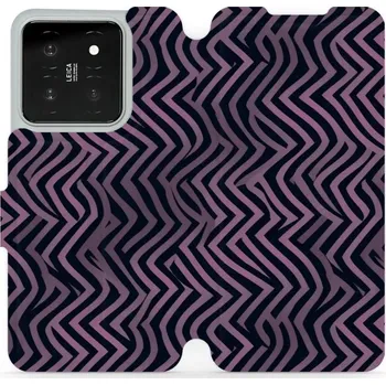 Pouzdro na mobilní telefon Flipové pouzdro Mobiwear - Xiaomi 14 - VA55S Fialové klikyháky (Knížkové flip pouzdro, obal, kryt na mobil Xiaomi 14 - VA55S Fialové klikyháky, materiál Umělá kůže + TPU - ochrana 360°, stojánek, silikonová vanička, magnetické zavírání)