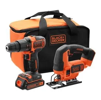 Black & Decker BCK22S1S Sada aku příklepová vrtačka 18V a přímočará pila s předkmitem 18V