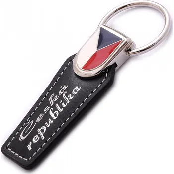 Klíčenka kožená s vlajkou Česká republika - černá