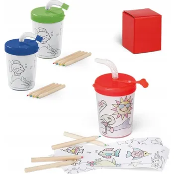 Hrneček k vymalování pro děti + pastelky Kreativní sada 200 ml