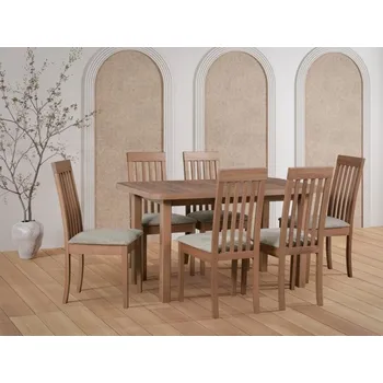 Jídelní set Jídelní sestava DX 37, odstín dřeva (židle + nohy stolu) bílá, odstín lamina (deska stolu) grandson, potahový materiál látka