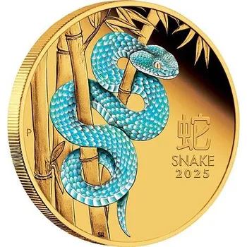 Lunární série III. - zlatá mince Year of the Snake (Rok hada) 1 Oz 2025 Color PROOF