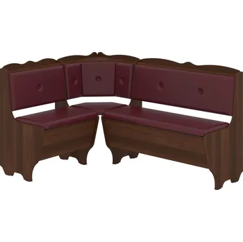 Max-i Rohová jídelní lavice ENSIO Zvolte barvu:: ořech - tmavý, Materiál: koženka - bordó