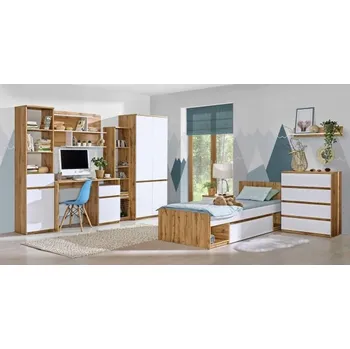 Dětský pokoj Dolmar Dětský pokoj Arca 1 Barevné provedení: Dub Wotan + arktická bílá, Matrace: BEZ matrace