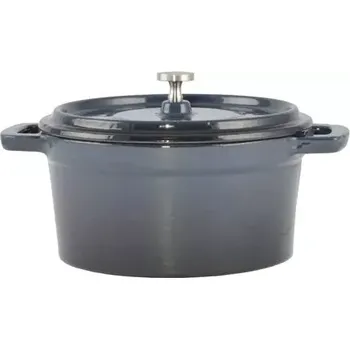 Hrnec Litinový kastrol mini s poklicí smaltovaný 14 cm ocelově modrý