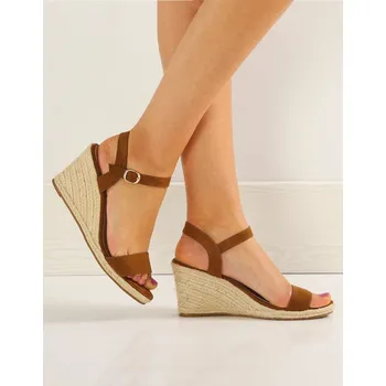 Dámské sandále Sandály na lýkovém klínku tmavě béžová 39