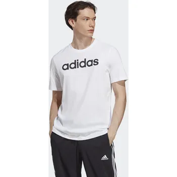 Pánské tričko ADIDAS Tričko Essentials Linear Embroidered S BÍLÁ|ČERNÁ