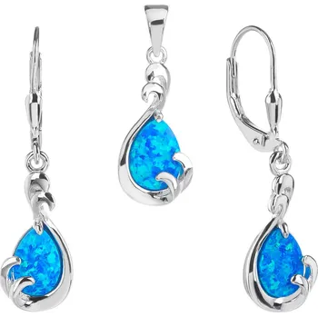 Souprava šperků Bealio BEALIO Stříbrná souprava SLZA modrý OPÁL 03-12524-3334