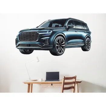 Samolepící dekorace Auto modré SUV samolepka na zeď arch 47 x 24 cm