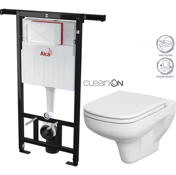 WC sada ALCA Předstěnový instalační systém bez tlačítka + WC CERSANIT CLEANON COLOUR + SEDÁTKO AM102/1120 X CN1